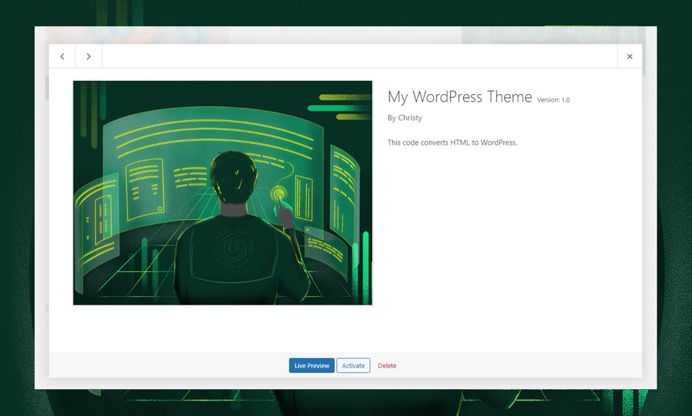 activate WordPress theme