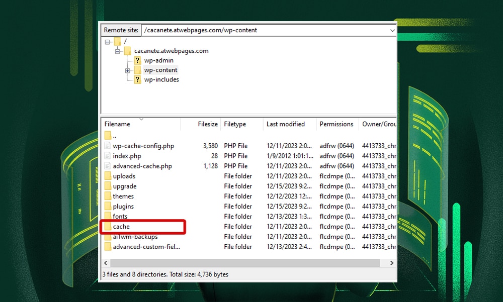 FileZilla cache folder