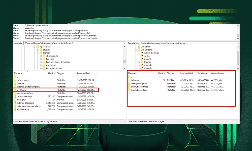 FileZilla file directories